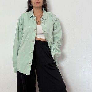 The kooples oversized denim shirt in mint